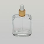 1 oz (30ml) Deluxe Rounded-Square Clear Glass Bottle with Serum Droppers