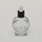 1/2 oz (15ml) Heart-Shaped Clear Glass Bottle with Serum Droppers