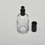 3.4 oz (100ml) Barrel-Style Clear Glass Bottle (Heavy Base Bottom) with Fine Mist Spray Pumps
