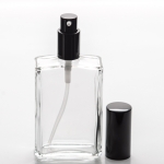 3.4 oz (100ml) Square Clear Glass Bottle with Treatment Pumps