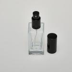 1.7 oz (50ml) Square Flint Clear Glass Bottle (Heavy Base Bottom) with Fine Mist Spray Pumps