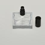 1 oz (30ml) Elegant-Square Wide Clear Glass Bottle (Heavy Base Bottom) with Fine Mist Spray Pumps