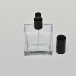 3.4 oz (100ml) Square Flint Glass Bottle (Heavy Base Bottom) with Fine Mist Spray Pumps