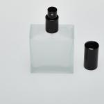 3.4 oz (100ml) Frosted Square Glass Bottle (Heavy Base Bottom) with Fine Mist Spray Pumps