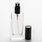 1.8 oz (55ml) Tall Elegant Square Clear Glass Bottle Heavy Base Bottom with Treatment Pump