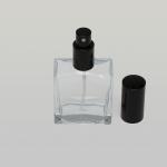 1.7 oz (50ml) Square Flint Glass Bottle (Heavy Base Bottom) with Fine Mist Spray Pumps