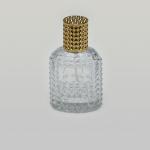 1.7 oz (50ml) Glitter Deluxe Glass Bottle with Spray Pump and Elegant Overcap