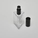1.7 oz (50ml) Deluxe Triangle-Shaped Clear Glass Bottle (Heavy Base Bottom) with Treatment Pumps