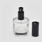 1.7 oz (50ml) Super Deluxe Round Clear Glass Bottle (Heavy Base Bottom) with Fine Mist Spray Pumps