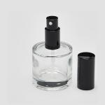 1.7 oz (50ml) Super Deluxe Round Clear Glass Bottle (Heavy Base Bottom) with Treatment Pumps