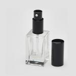1 oz (30ml) Super Deluxe Square Clear Glass Bottle (Heavy Base Bottom)  with Treatment Pumps