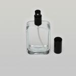 3.4 oz (100ml) Curved-Square Clear Glass Bottle (Heavy Base Bottom)  with Treatment Pumps
