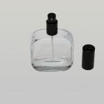 3.4 oz (100ml) Deluxe Rounded-Square Clear Glass Bottle with Fine Mist Spray Pumps