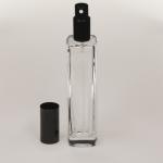 3.4 oz (100ml) Elegant Tall Square Clear Glass Bottle (Heavy Base Bottom) with Fine Mist Spray Pumps
