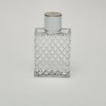 3 oz (90ml) Checker-Style Deluxe Glass Bottle with Silver Pump/Overcap