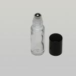 1/6 oz (5ml)  Roll-On Tall Cylinder Clear Glass Bottle (Stainless Steel Roller) with Color Caps