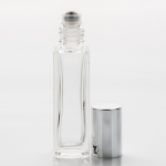 1/4 oz (7.5ml) Roll-On Tall Square Clear Glass Bottle (Stainless Steel Rollers)