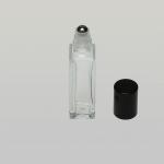 1/4 oz (7.5ml) Roll-On Tall Square Clear Glass Bottle (Stainless Steel Rollers)