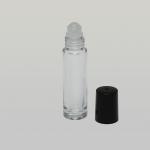 1/3 oz (10ml) Roll-On Cylinder Bottle Clear Glass (Plastic Roller with Black/White Cap)