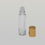 1/3 oz (10ml) Roll-On Cylinder Clear Glass Bottle (Plastic Roller with Silver/Gold Cap)