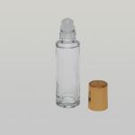 1/2 oz (15ml) Roll-On Cylinder Clear Glass Bottle (Plastic Rollers,Gold/Silver Caps)