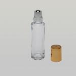 1/2 oz (15ml) Roll-On Cylinder Clear Glass Bottle (Stainless Steel Rollers, Gold/Silver Caps)