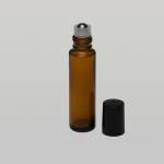 1/2 oz (15ml) Roll-On Cylinder Amber Glass Bottle (Stainless Steel Rollers, Black/White Caps)