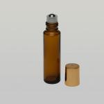 1/2 oz (15ml) Roll-On Cylinder Amber Glass Bottle (Stainless Steel Rollers, Gold/Silver Caps)