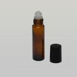 10ml (1/3 oz) Amber Glass Cylinder Bottle with Plastic Roller and Black/White Cap