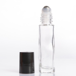 1/3 oz (10ml) Roll-On Cylinder Clear Glass Bottle with Stainless Steel Roller
