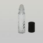 1/3 oz (10ml) Roll-On Spiral Glass Bottle (Plastic Roller with Black or White Cap)