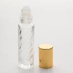 1/3 oz (10ml) Roll-On Cylinder Spiral Glass Bottle (Plastic Roller with Silver or Gold Cap)