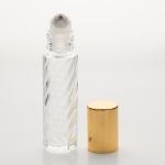 1/3 oz (10ml) Roll-On Cylinder Spiral Glass Bottle (Stainless Steel Roller with Silver or Gold Cap)