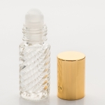 1/6 oz (5ml) Roll-On Cylinder Spiral Glass Bottle (Plastic Roller with Silver or Gold Cap)