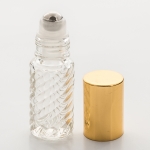1/6 oz (5ml) Roll-On Cylinder Spiral Glass Bottle (Stainless Steel Roller with Silver or Gold Cap)