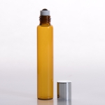 1/3 oz (10ml) Slim Roll-On 10ml Amber Glass with Stainless Steel Roller and Color Cap