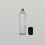 1/2 oz (15ml) Deluxe Square Clear Glass Bottle (Super Heavy Base Bottom) with Stainless Steel Rollers and Color Caps