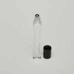 1/3 oz (10ml) Deluxe Square Clear Glass Roll-on Bottle (Heavy Base Bottom) with Stainless Rollers and Color Caps