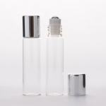 1/6 oz (5ml) Slim Cylinder Roll-On Clear Glass Bottle with Stainless Rollers and Color Caps