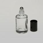 1/3 oz (10ml) Roll-On Short Cylinder Clear Glass Bottle (Heavy Base Bottom) with Stainless Steel Roller and Color Cap