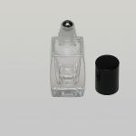 1/4 oz (7.5ml ) Square Curve-Shaped Clear Glass Roll-on Bottle (Heavy Base Bottom) with Stainless Steel Roller and Color Cap