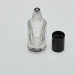 1/4 oz (7.5ml) Deluxe Beveled-Square Clear Glass Roll-on Bottle (Heavy Base Bottom) with Stainless Steel Roller and Color Caps