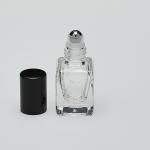 1/6 oz (5ml) Roll-On Square Clear Glass Bottle (Stainless Steel Roller)