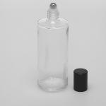 4 oz (120ml) Clear Cylinder Glass Bottle with Stainless Steel Rollers and Color Caps