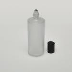 4 oz (120ml) Frosted Cylinder Glass Bottle with Stainless Steel Rollers and Color Caps