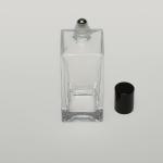 3.4 oz (100ml) Tall Square Clear Glass Bottle (Heavy Base Bottom) with Stainless Steel Rollers and Color Caps