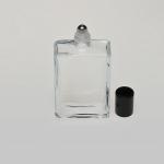 3.4 oz (100ml) Square Clear Glass Bottle with Stainless Steel Rollers and Color Caps