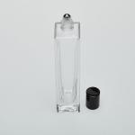 3.4 oz (100ml) Elegant Super Tall Square Clear Glass Bottle (Heavy Base Bottom) with Stainless Steel Roller and Color Cap