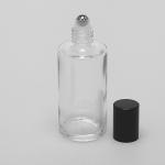 2 oz (60ml) Clear Cylinder Glass Bottle with Stainless Steel Rollers and Color Caps