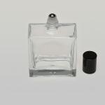 3.4 oz (100ml) Square Flint Glass Bottle (Heavy Base Bottom) with Stainless Steel Rollers and Color Caps